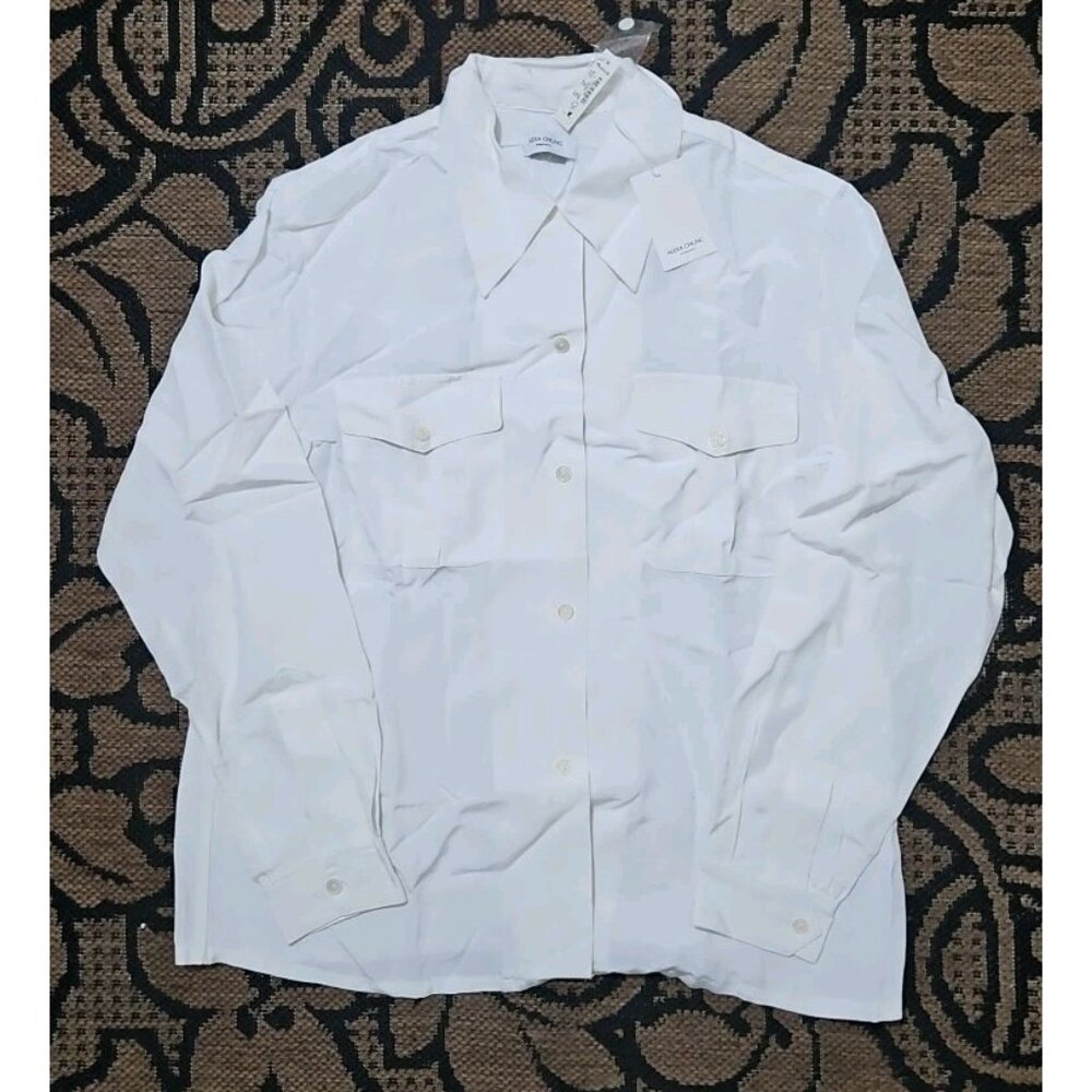Madewell Pleat-Pocket Button-Up Shirt Large Alex Chung $128.00 White - Picture 3 of 7